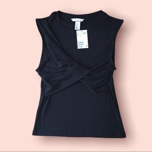 H&M Black Draped Sleeveless Top
